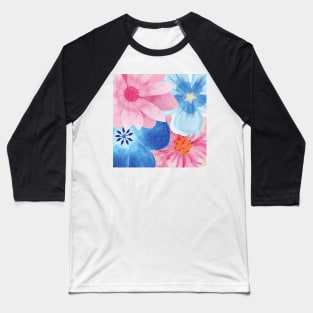 Watercolor Spring Pastel Flower Garden, Colorful, Bright Baseball T-Shirt